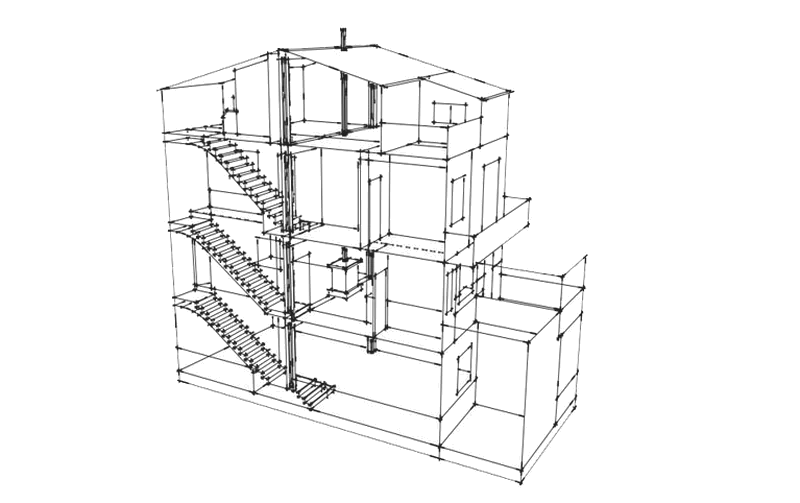 Sección constructiva de edificio — trabajo del estudio